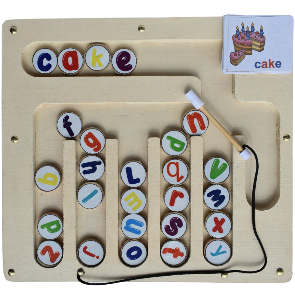 Interactive wooden dictation maze toy for kids to practice spelling and writing by kiy toys