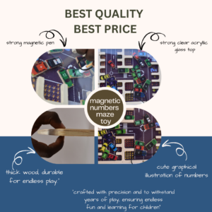 Magnetic wooden numbers maze toy for kids to learn letters interactively by Kiy toys