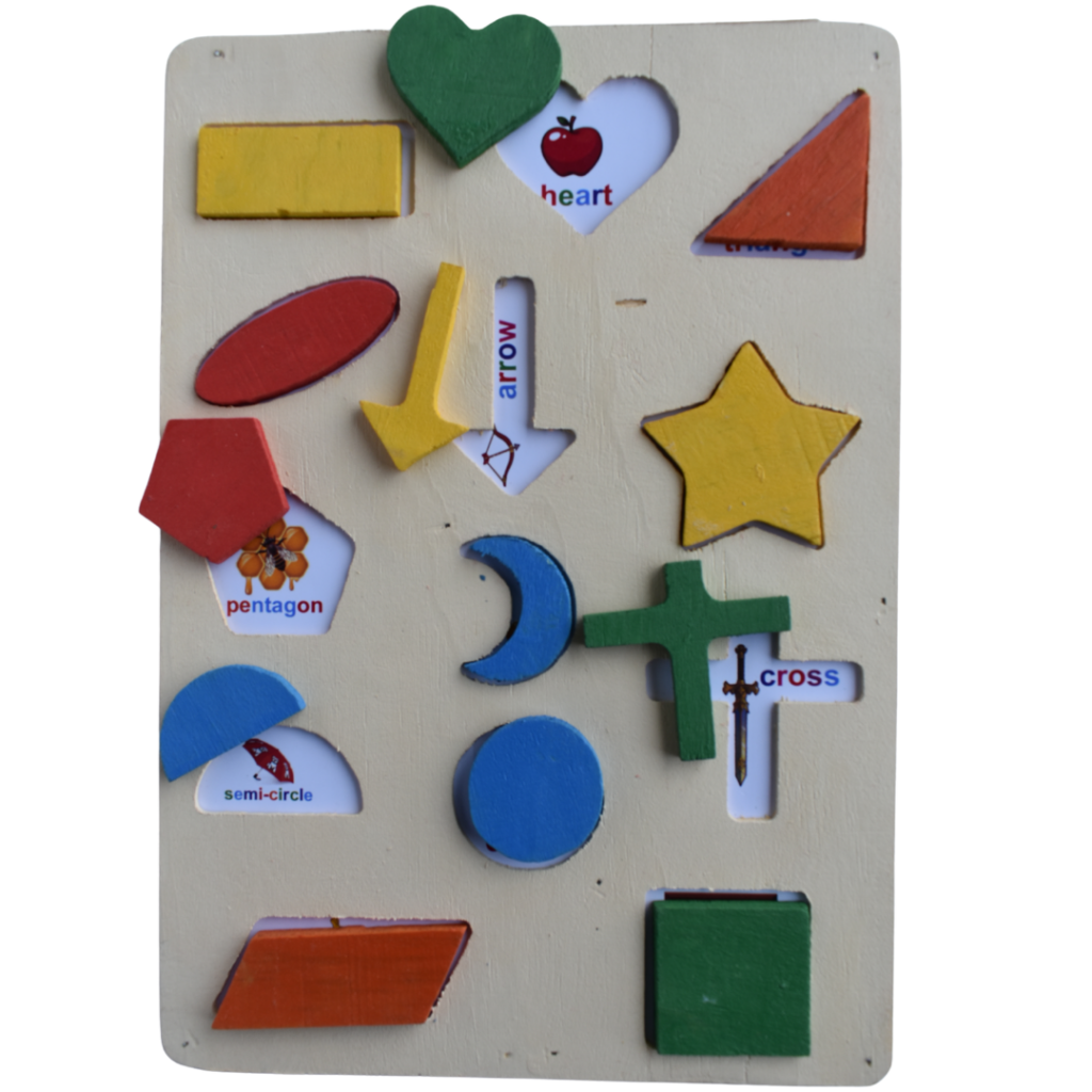 Handcrafted wooden shape matching puzzle for early learning by kiy toys