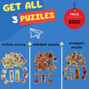 Mufasa puzzle + Transport puzzle +Alphabet puzzle
